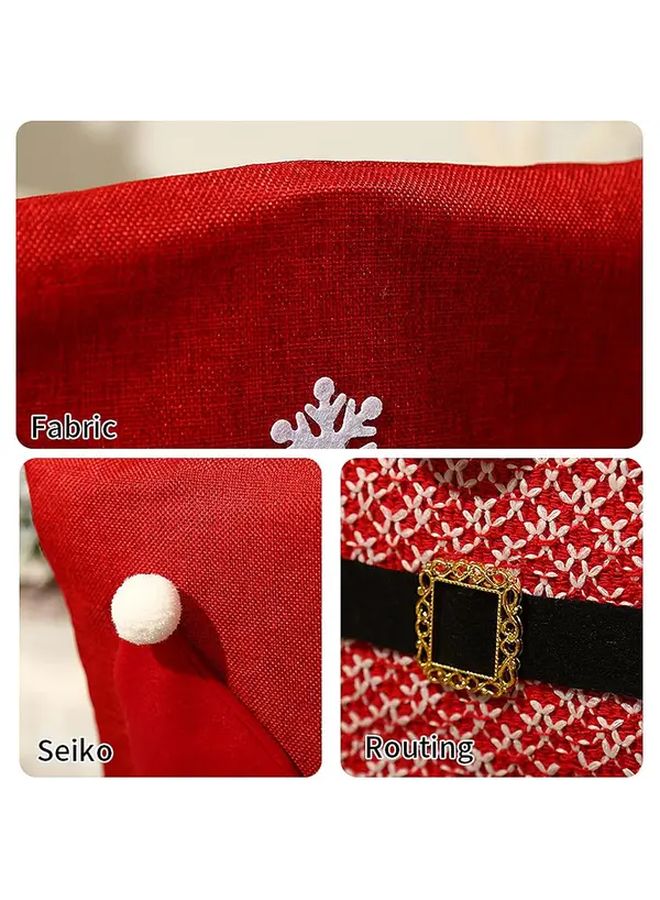 6pcs Christmas Chair Covers Santa Snowman Reindeer Designs Red White Striped Ribbons - Image 3